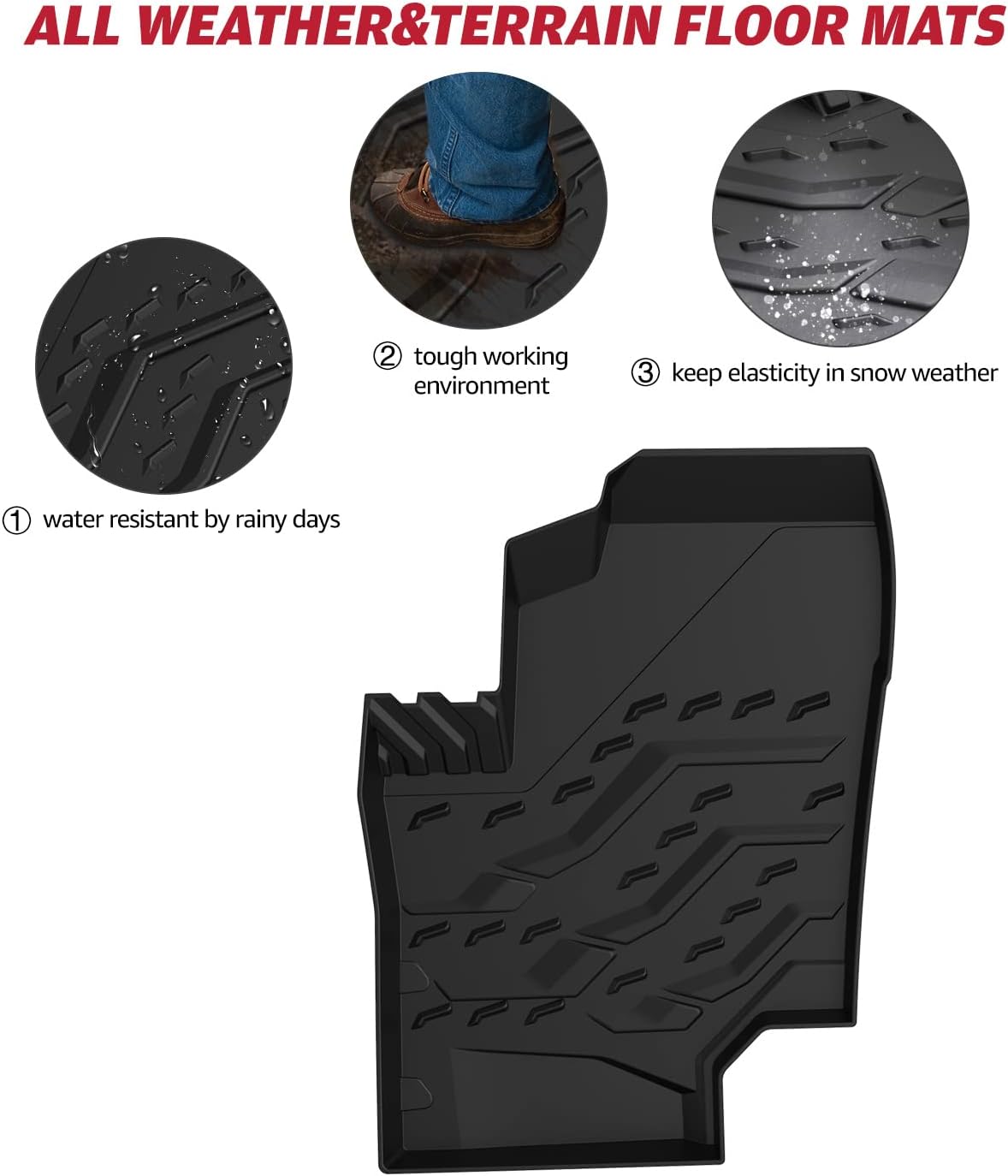 All Weather Waterproof 3D Floor Liners Front TPE Black D6452