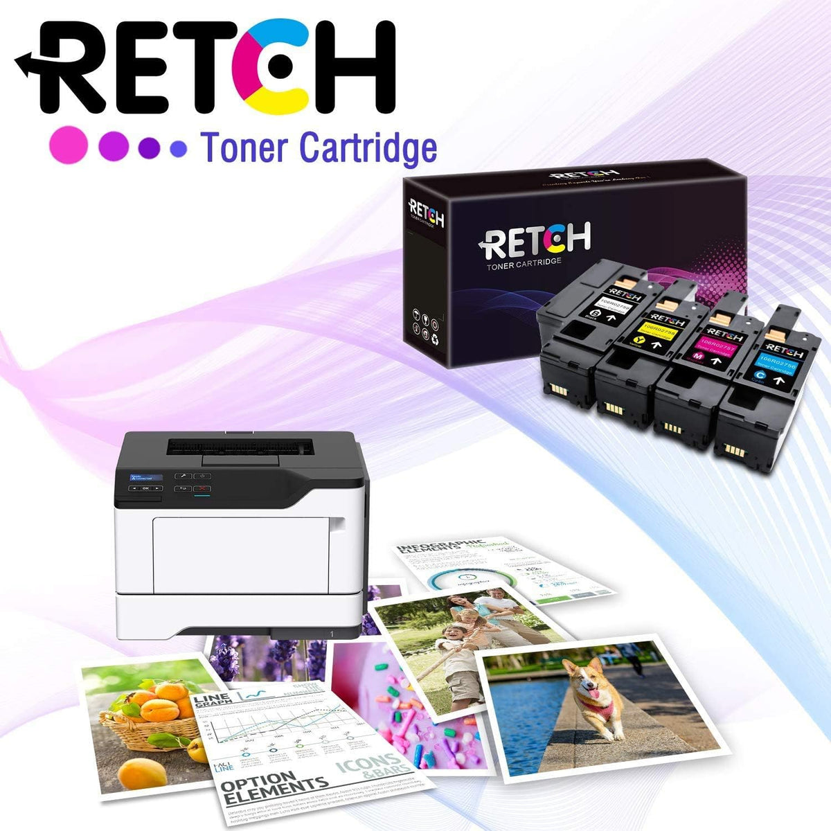 4 Pack Toner Cartridge Black Cyan Magenta Yellow K896