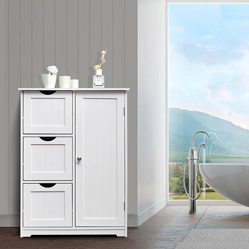 Grey Wooden Bathroom Floor Cabinet with 1 Cupboard and 3 Drawers K5495