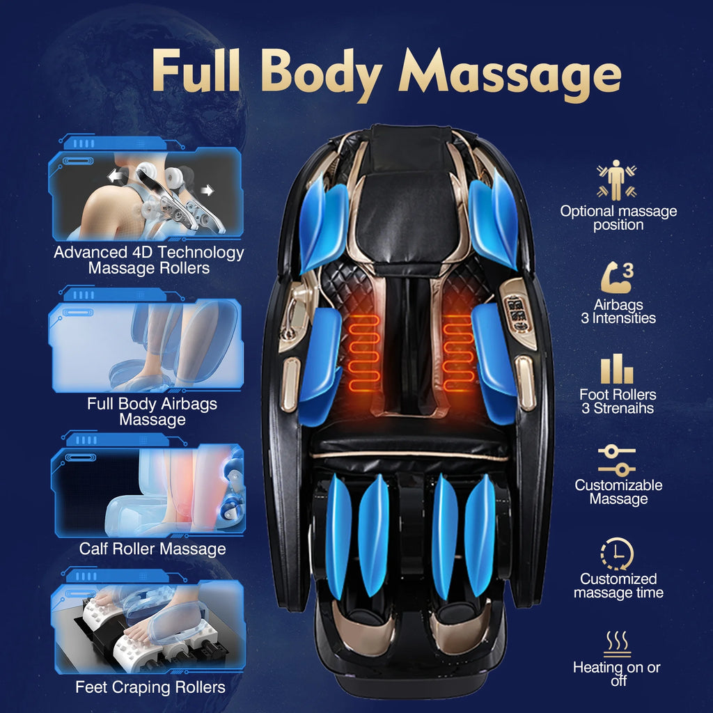 Black 4D Zero Gravity Full Body Massage Chair D4198