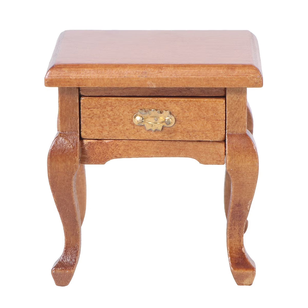 1:12 Walnut Colo Miniature Bedside Table Toy T4214