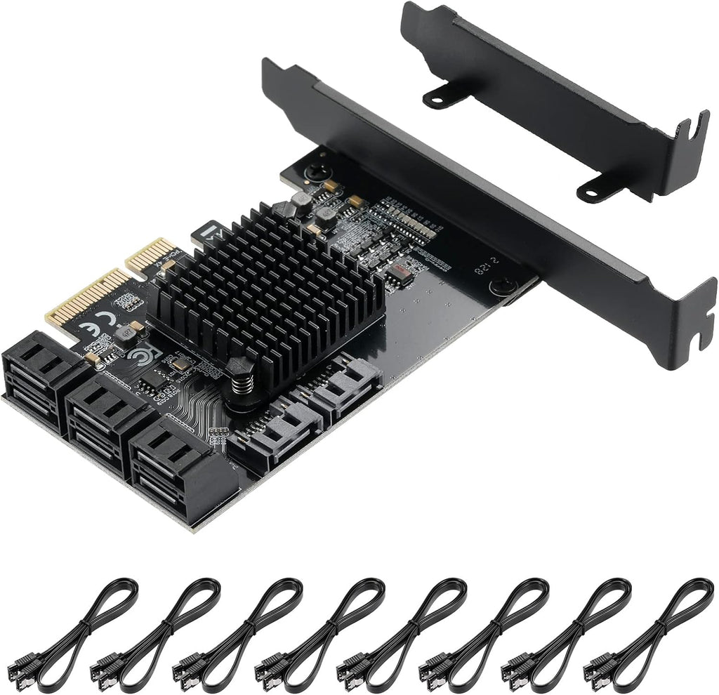 PCIE to SATA 3.0 6 Gbps Controller Card with 8 SATA Cables K682