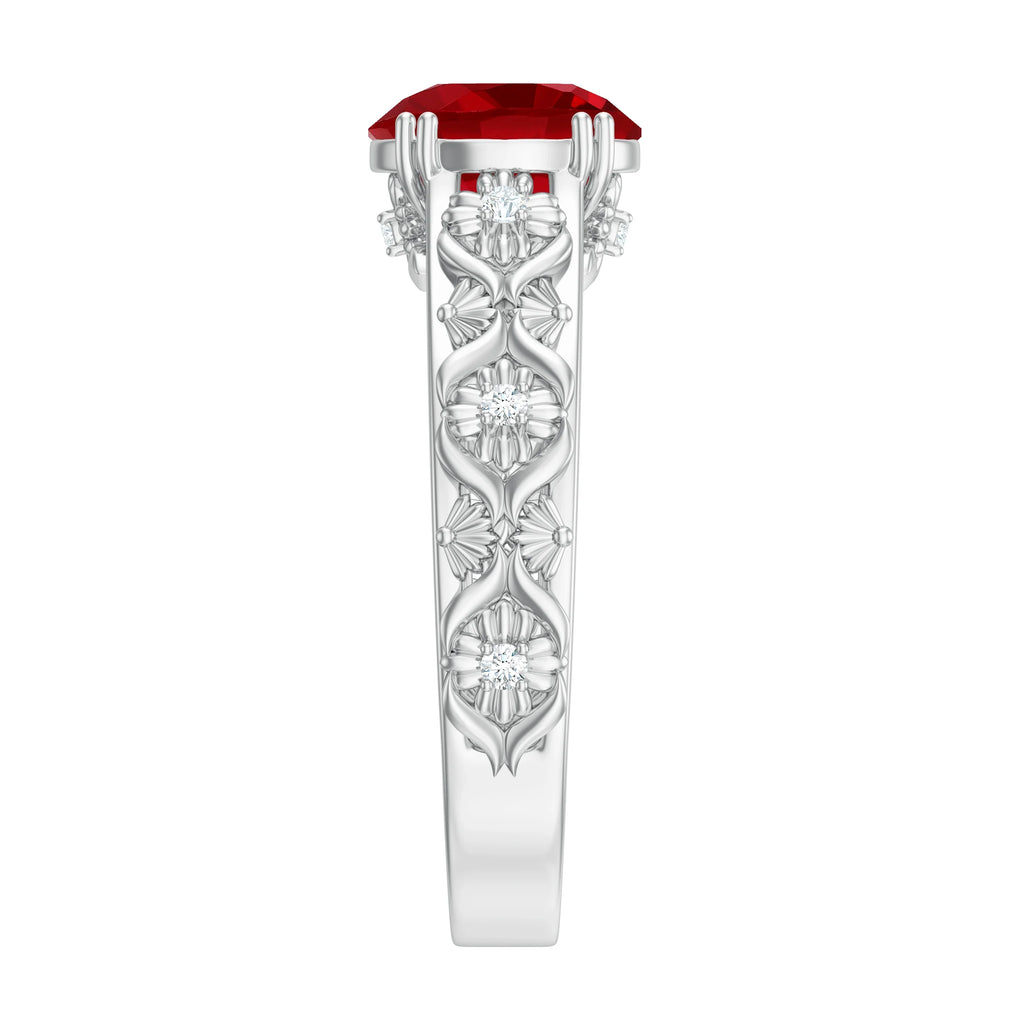 2.5 CT Lab Created Ruby and Moissanite Engagement Ring in Gold, 925 Sterling Silver N101473