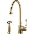 Brushed Brass Kitchen Faucet with Sidespray S282