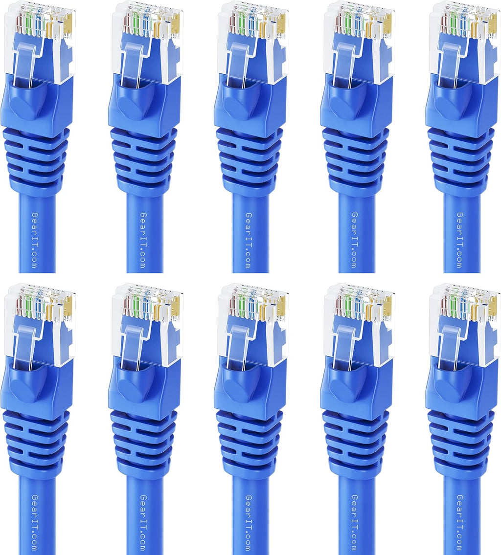 10 Pack Cat5e Ethernet Patch Cable 10 Feet Blue W530310