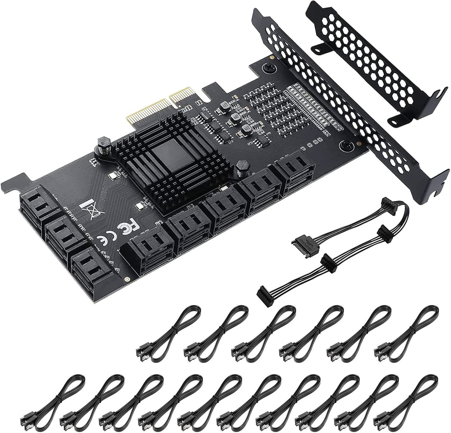 PCIE to SATA 3.0 6 Gbps Controller Card with 8 SATA Cables K682