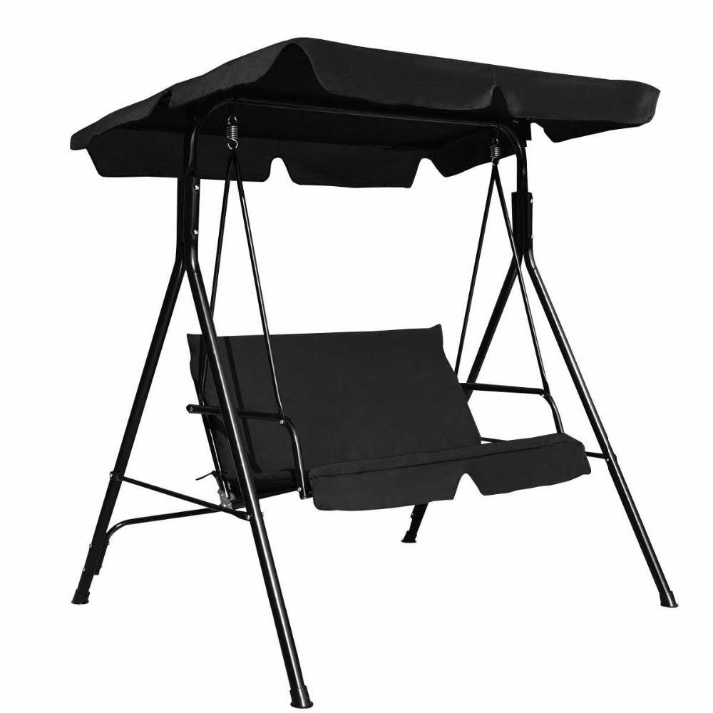 Green Cushioned Steel Frame Patio Canopy Swing Glider Y838