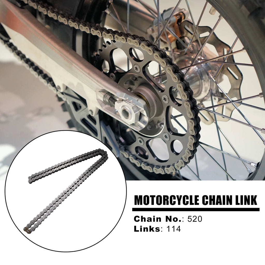 520 Motorcycle Chain 114 Link Non O-Ring with Connecting Master Link M1323