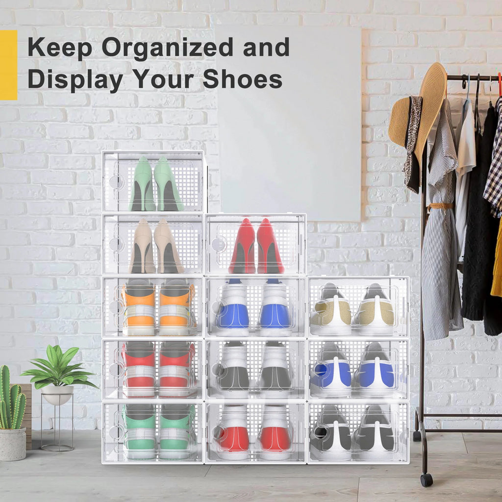 12 Pack Clear Stackable Shoe Storage Box Y8112