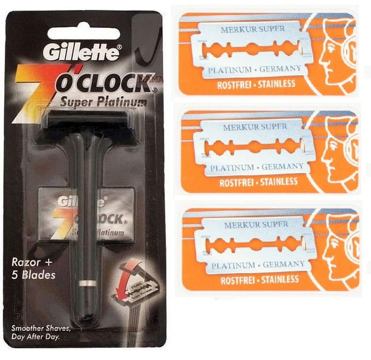 Safety Razor with 5 Blades and Double Edge Safety Razor Blades 10 ct. (Pack of 3) T430