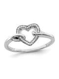 Sterling Silver Diamond Heart Promise Ring A2072