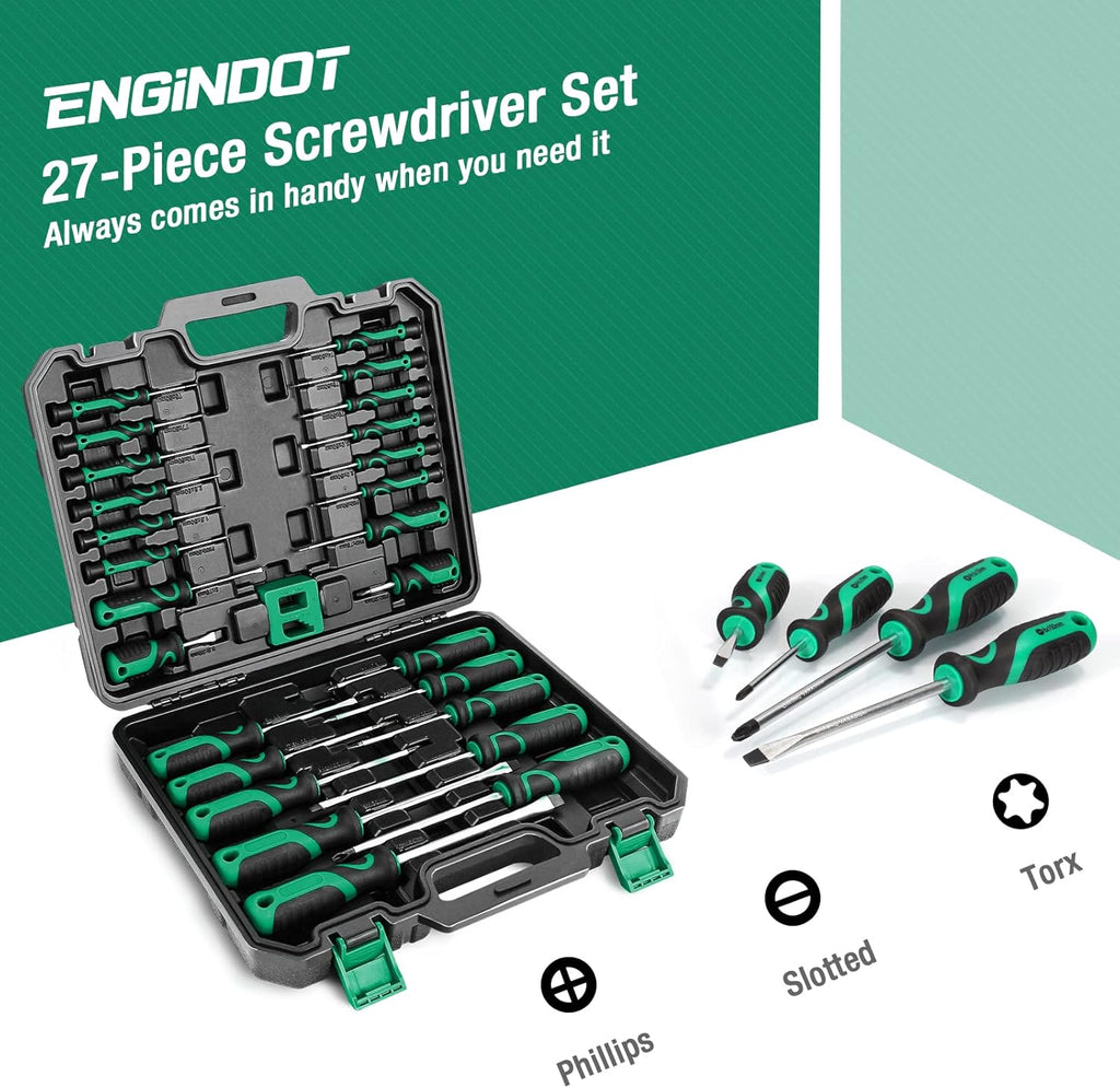 27 Piece Bi-material Screwdriver Set with Storage Case and Magnetizer V184