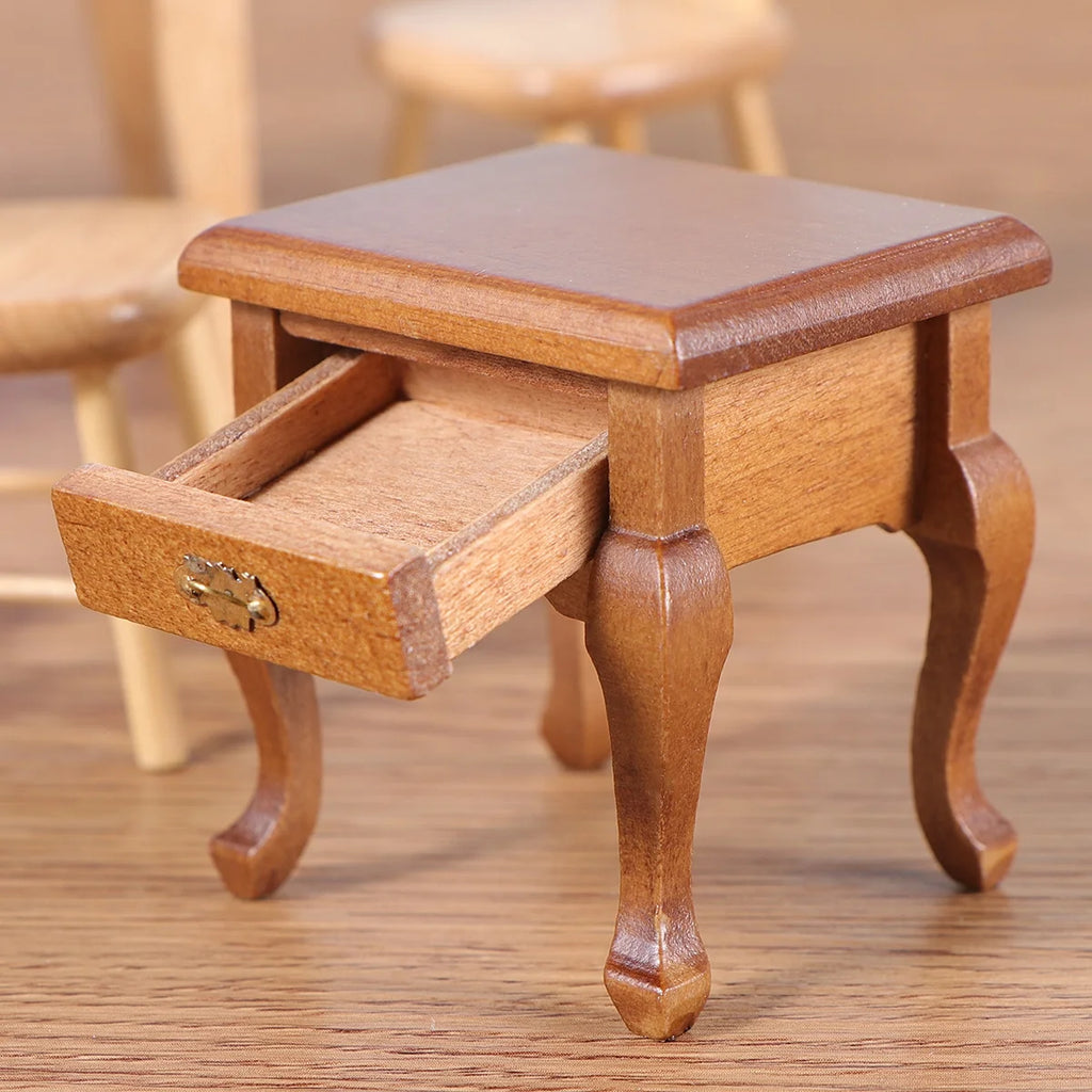 1:12 Walnut Colo Miniature Bedside Table Toy T4214