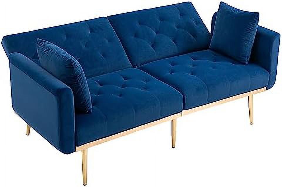 Beige Velvet Loveseat with 7 Gold Metal Legs T265345