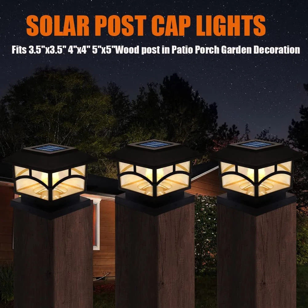 Solar Post Lights LED Waterproof Deck Fence Cap Lights 6 Pack H748