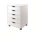 5 Drawer Wood Mobile File Cabinet in White B909080
