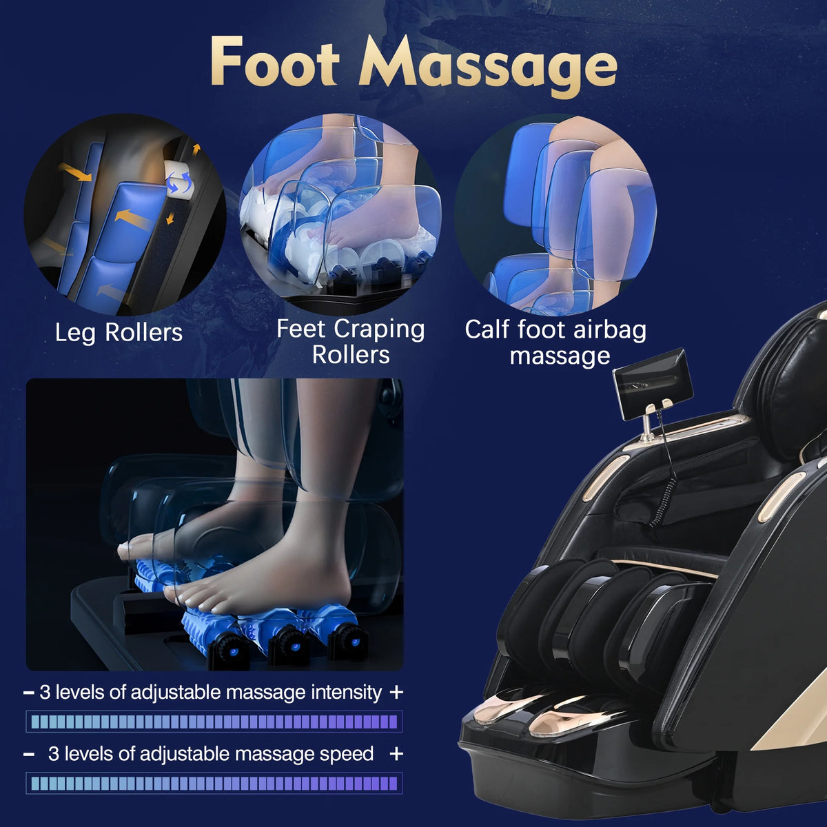 Black 4D Zero Gravity Full Body Massage Chair D4198