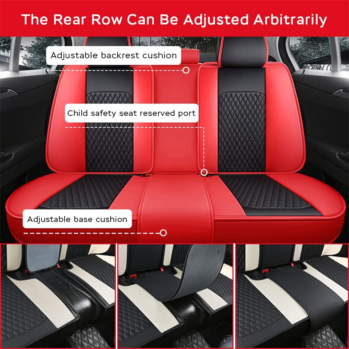 Black Red Waterproof Car Seat Covers 5-Seat A5815