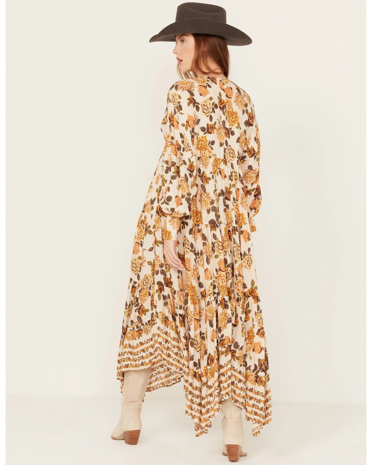 Ivory Floral Maxi Dress R9076