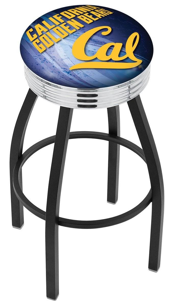 Black Wrinkle Cal Swivel Bar Stool with Chrome Ribbed C403