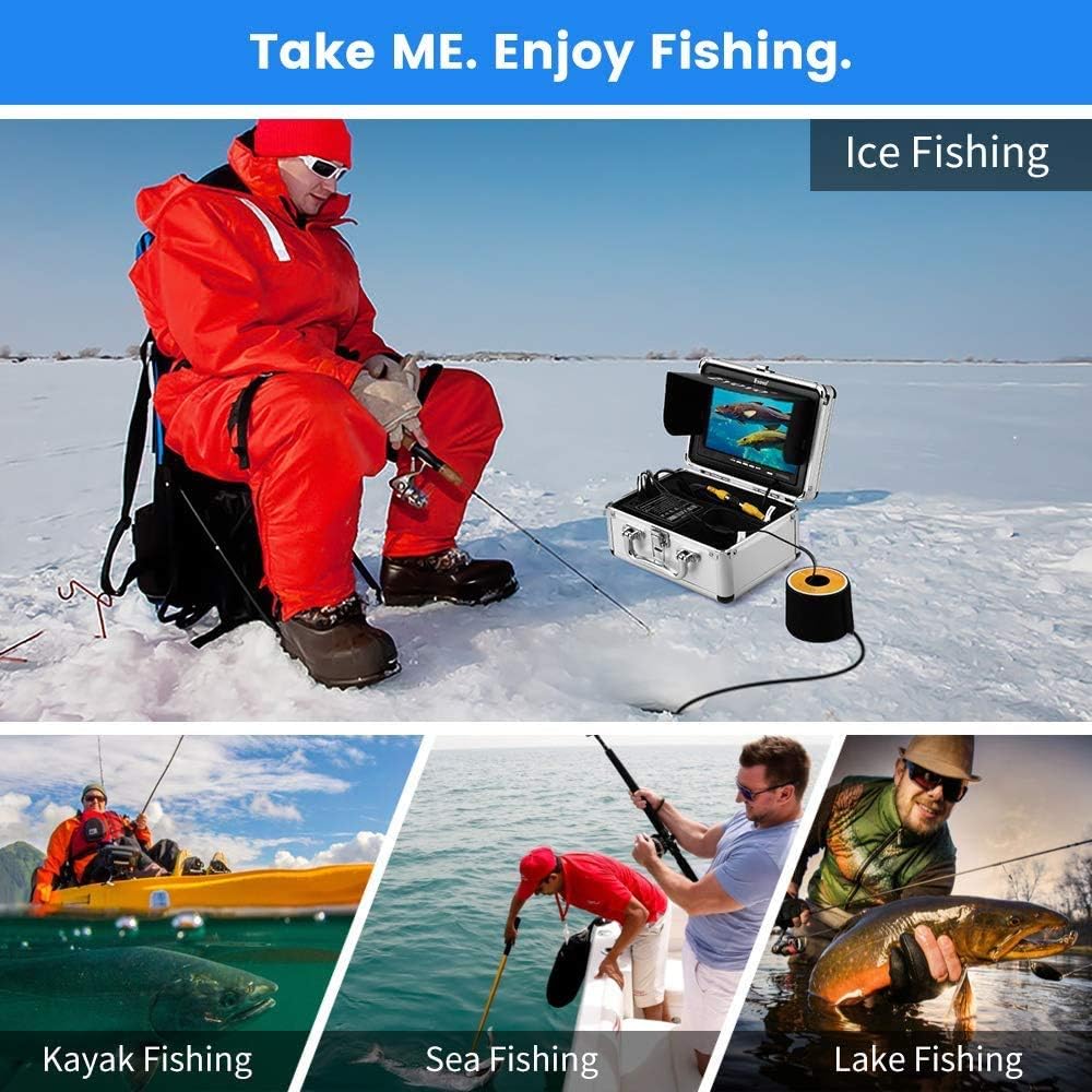 Upgraded 720P Underwater Fishing Camera with 7 inch Screen (15m) E219