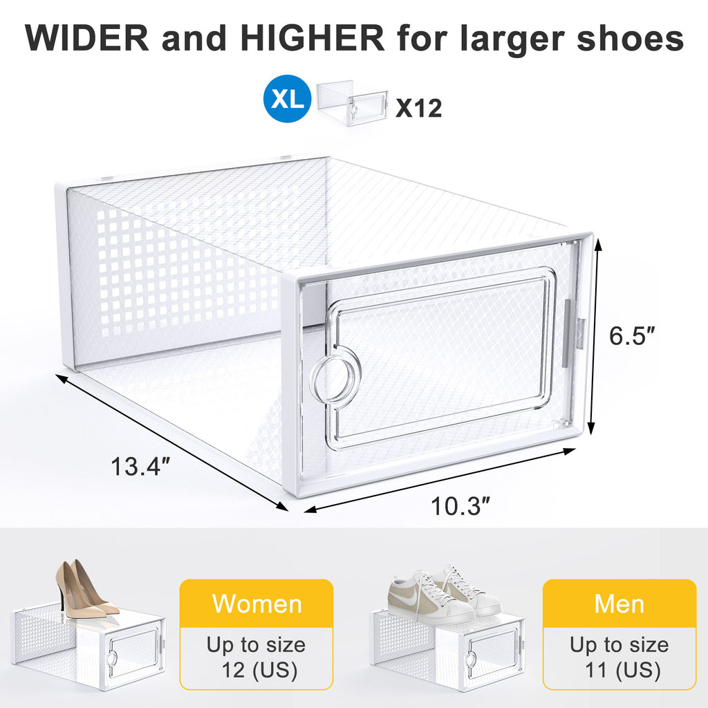 12 Pack Clear Stackable Shoe Storage Box Y8112