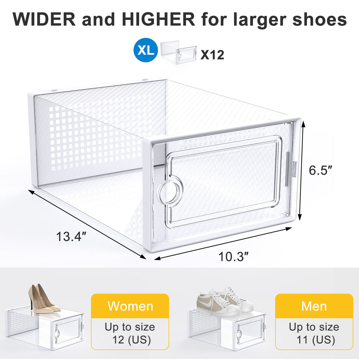 12 Pack Clear Stackable Shoe Storage Box Y8112