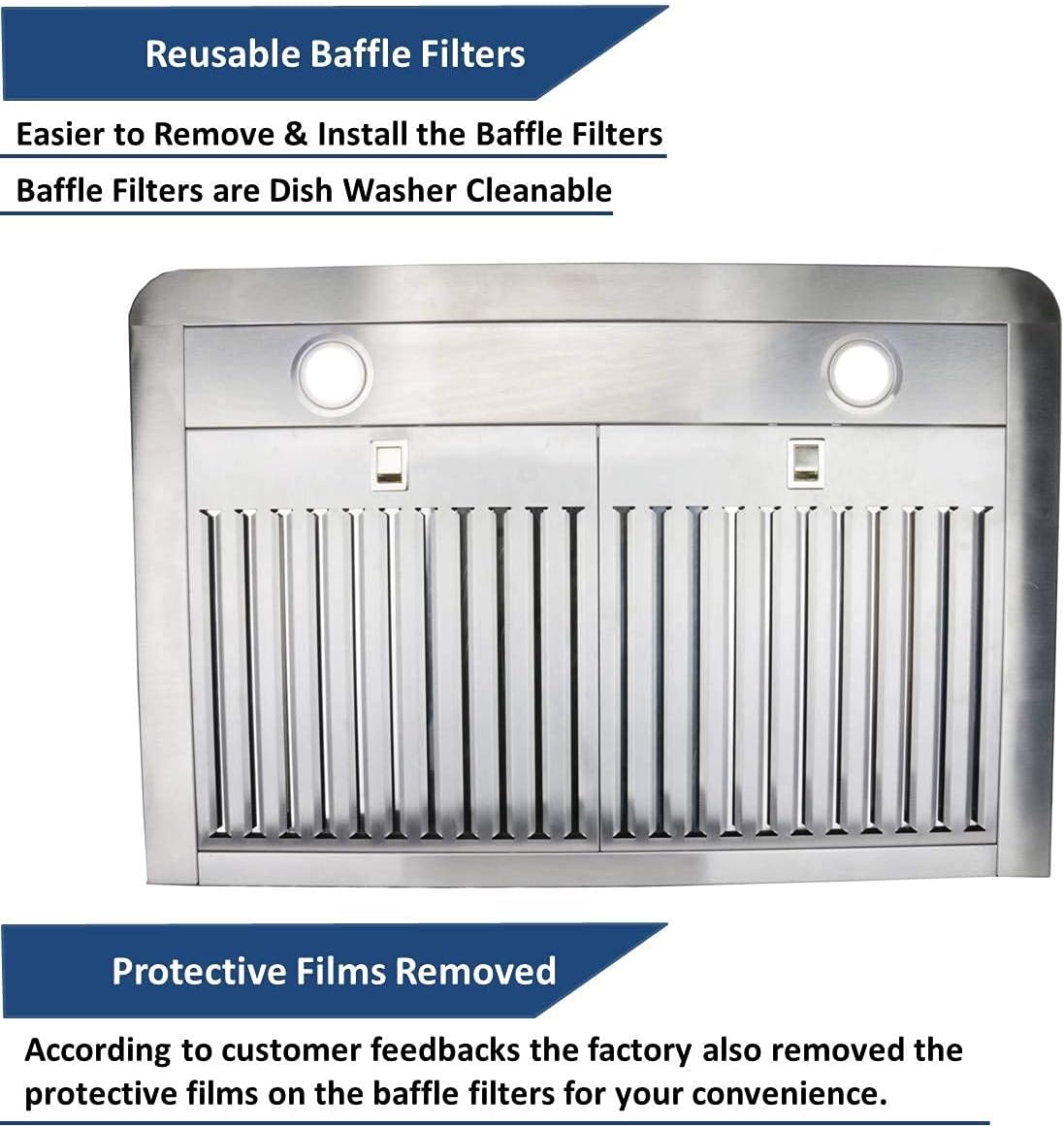 Rectangle Vent Range Hood with LED Lights J959818