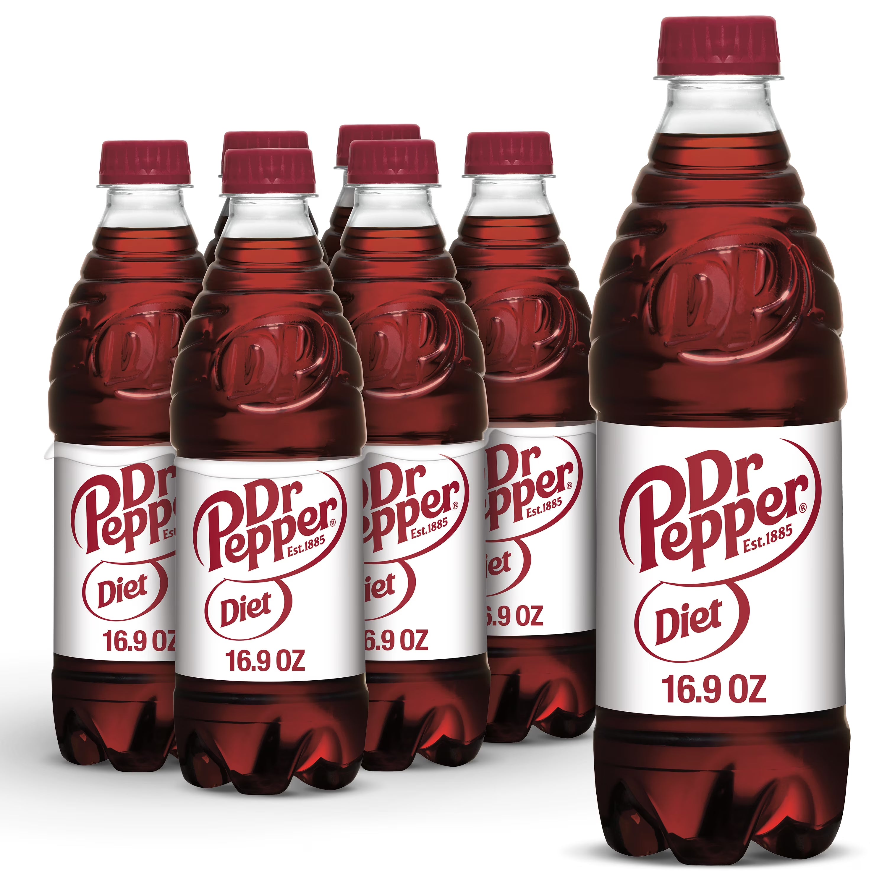 Diet Dr Pepper Soda Pop, 16.9 fl oz, 6 Pack Bottles W817