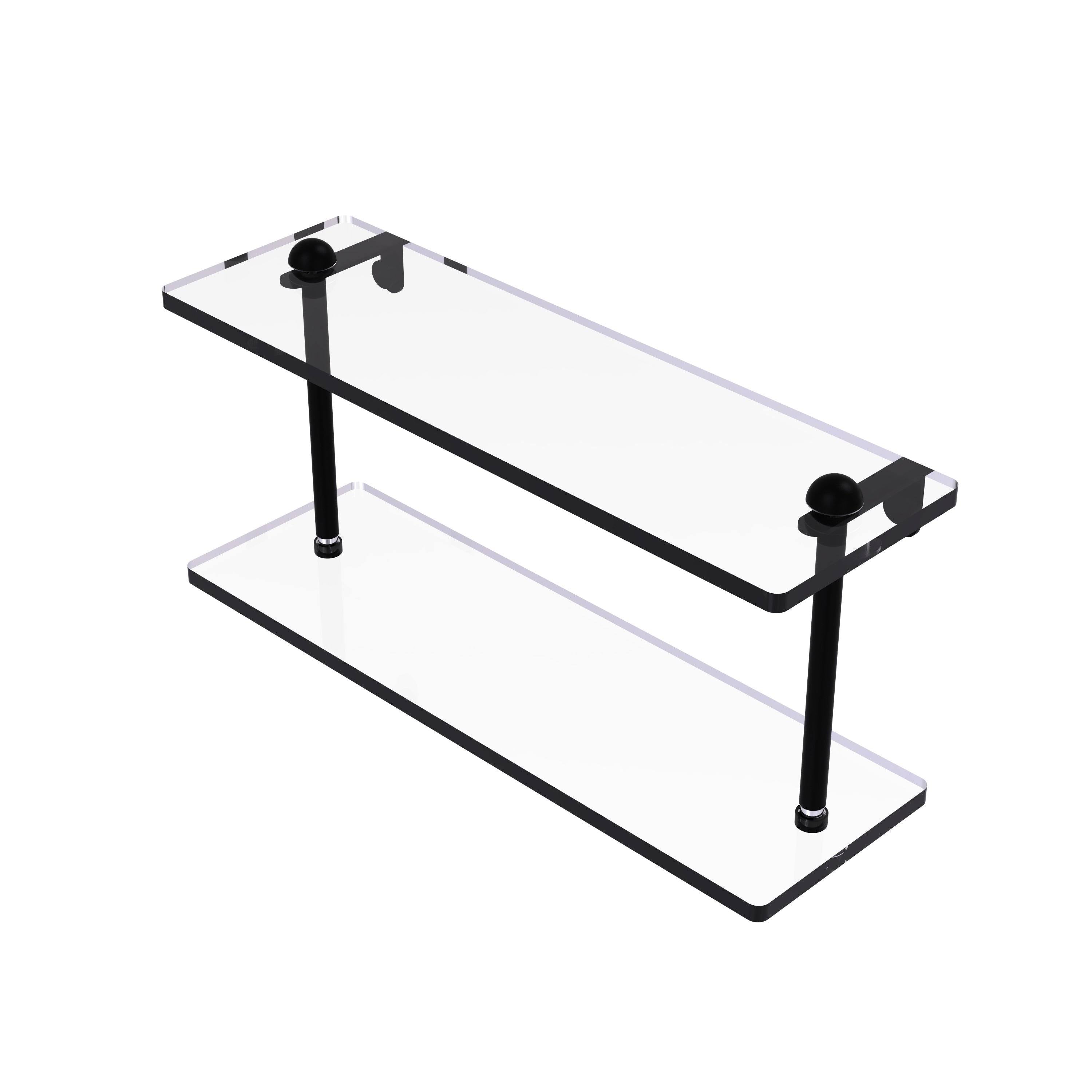 Matte Black Two Tiered Glass Shelf W751548